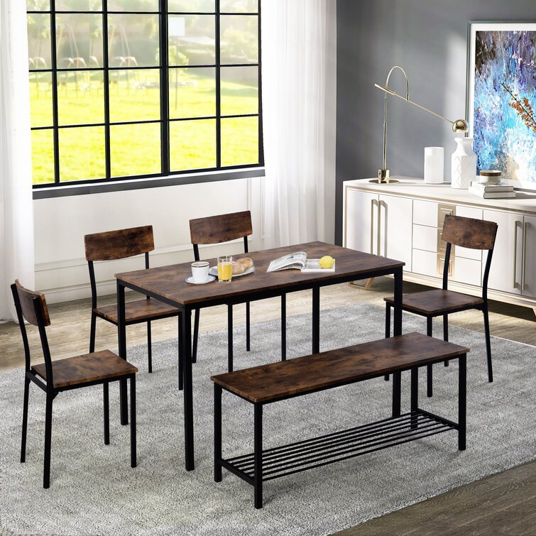 Dining table clearance with bench wayfair